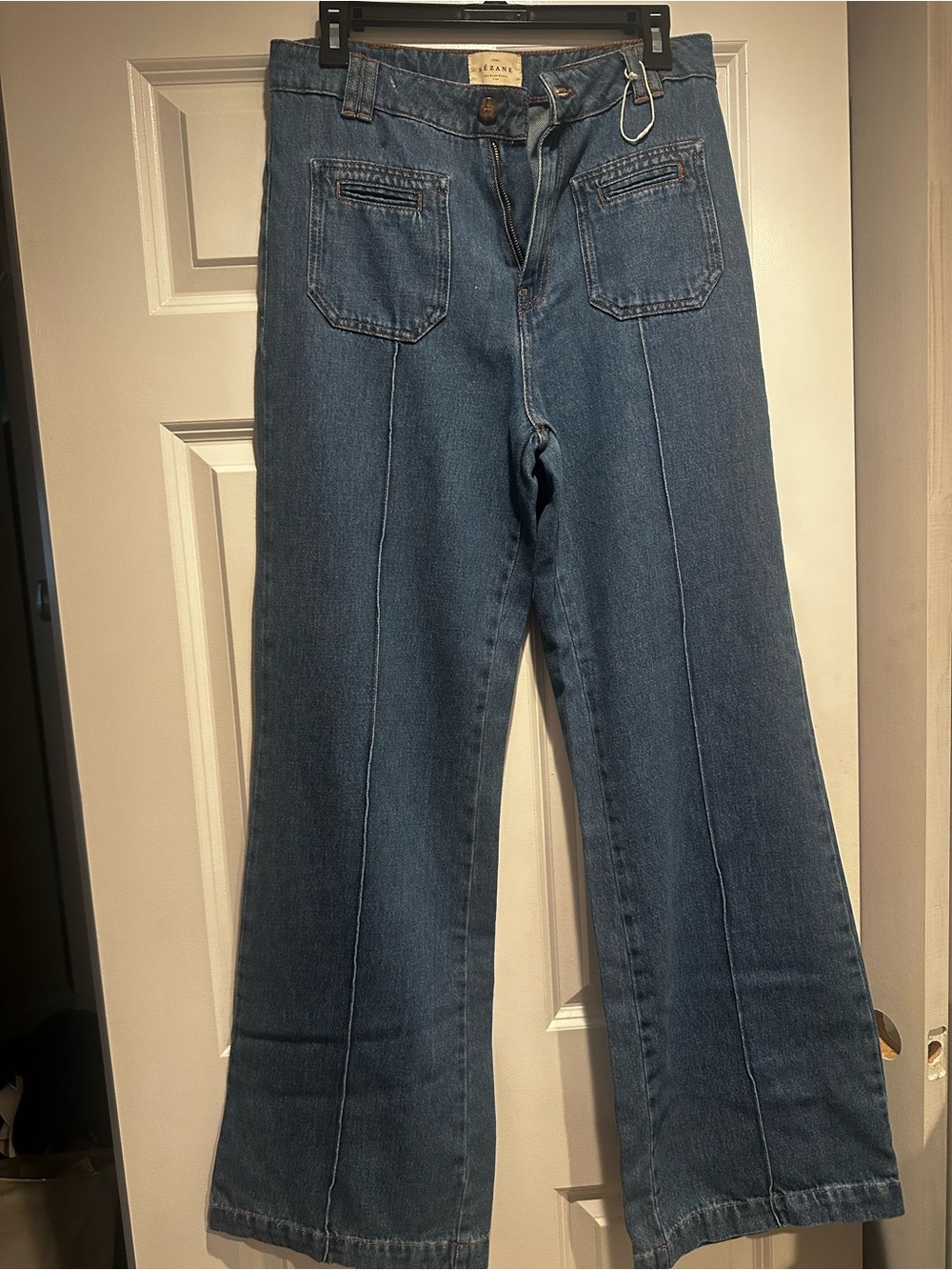 Sézane Vintage-Inspired Wide Leg Denim in Classic Blue